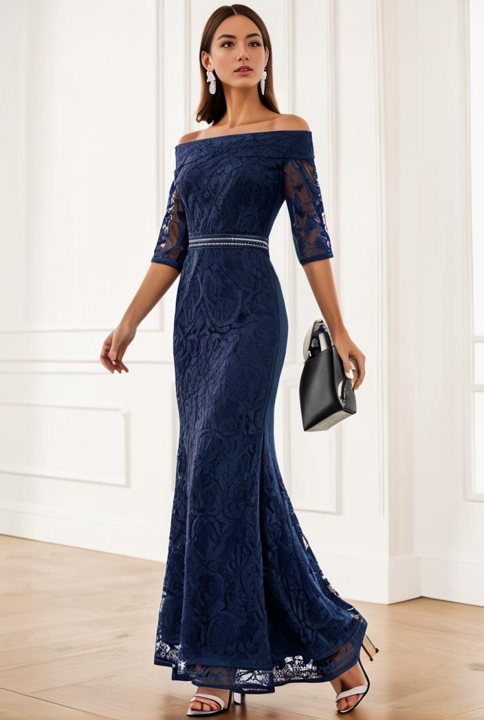 3 4 sleeve bodycon plunging back sequin evening dress 139266