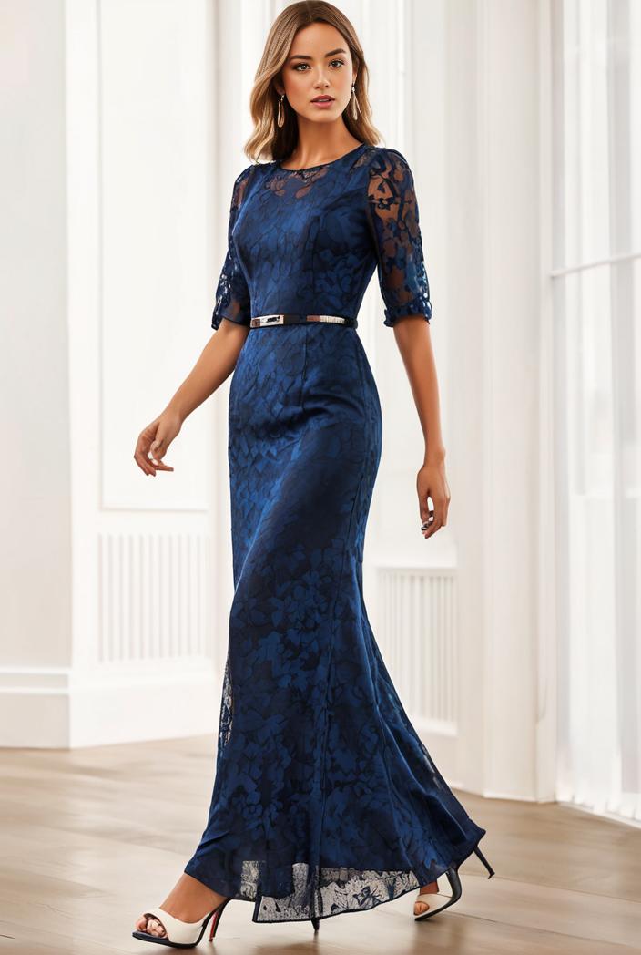 3 4 sleeve bodycon plunging back sequin evening dress 139267