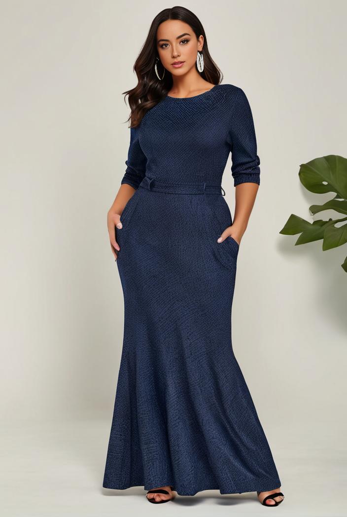 3 4 sleeve bodycon plunging back sequin evening dress 139277