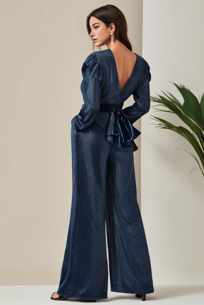 3 4 sleeve bodycon plunging back sequin evening dress 139289