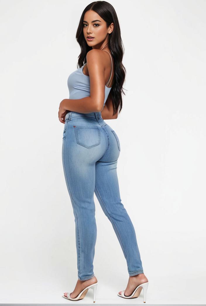 blue high stretch skinny versatile denim jeans 139623