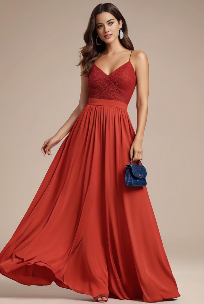 convertible chiffon lace open back spaghetti straps bridesmaid dress 141705