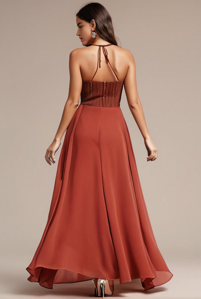 convertible chiffon lace open back spaghetti straps bridesmaid dress 141724
