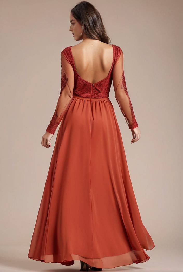 convertible chiffon lace open back spaghetti straps bridesmaid dress 141725