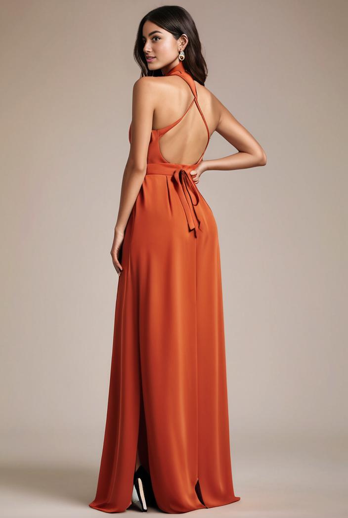 convertible chiffon lace open back spaghetti straps bridesmaid dress 141731