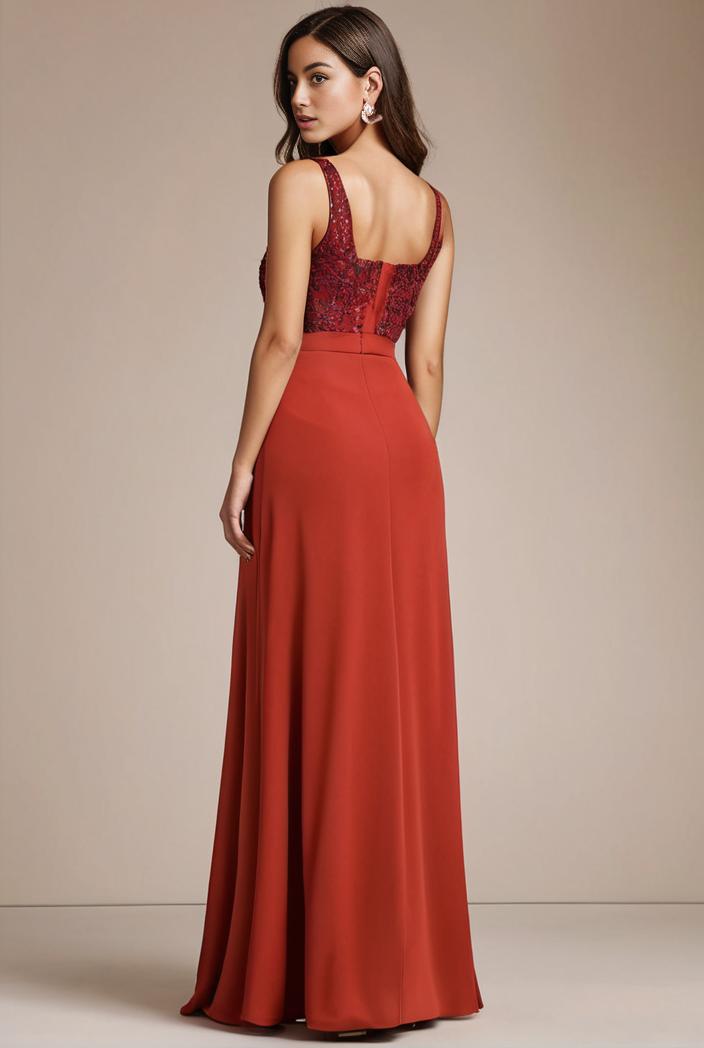 convertible chiffon lace open back spaghetti straps bridesmaid dress 141736