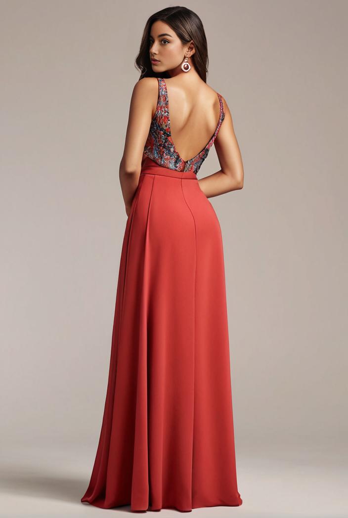 convertible chiffon lace open back spaghetti straps bridesmaid dress 141742