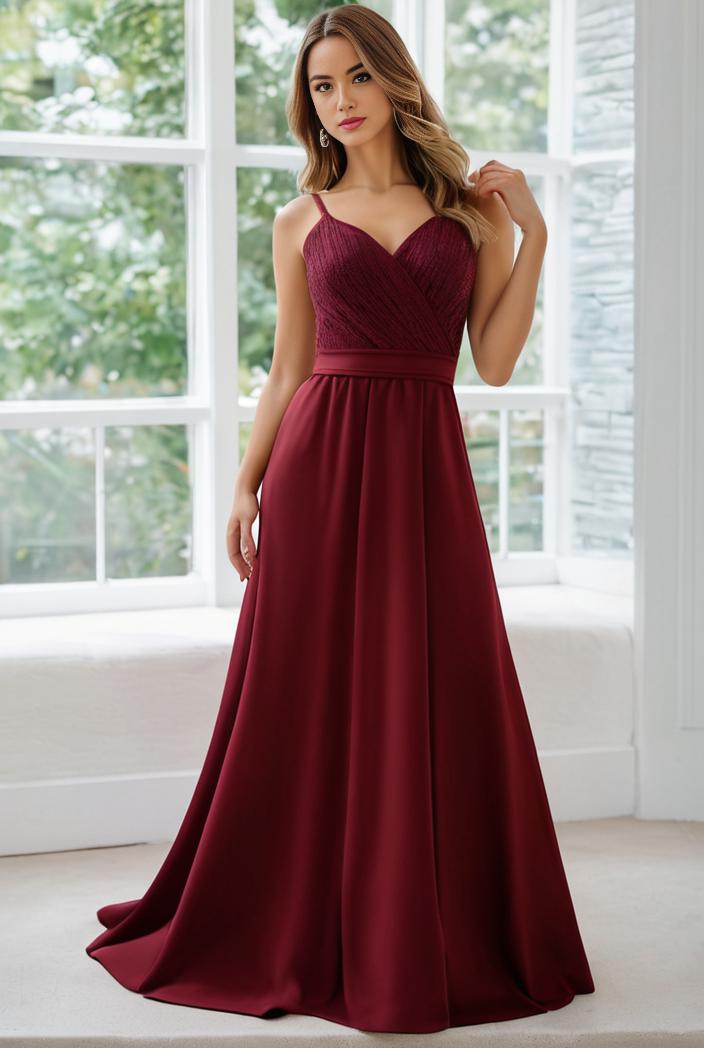 convertible chiffon lace open back spaghetti straps bridesmaid dress 141764
