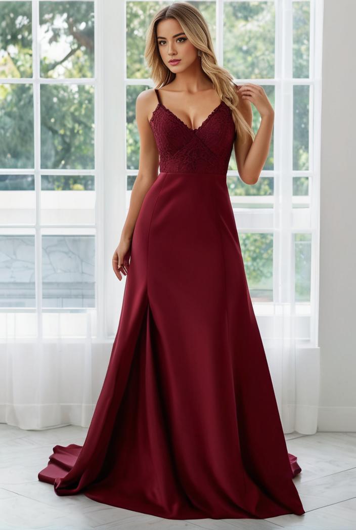 convertible chiffon lace open back spaghetti straps bridesmaid dress 141766