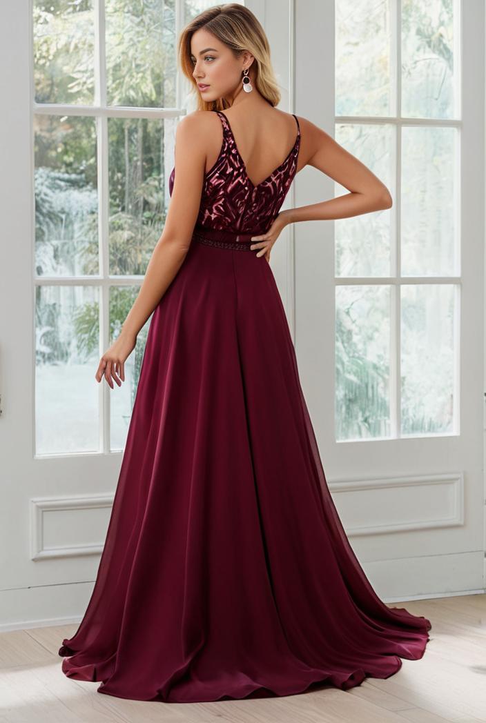 convertible chiffon lace open back spaghetti straps bridesmaid dress 141771