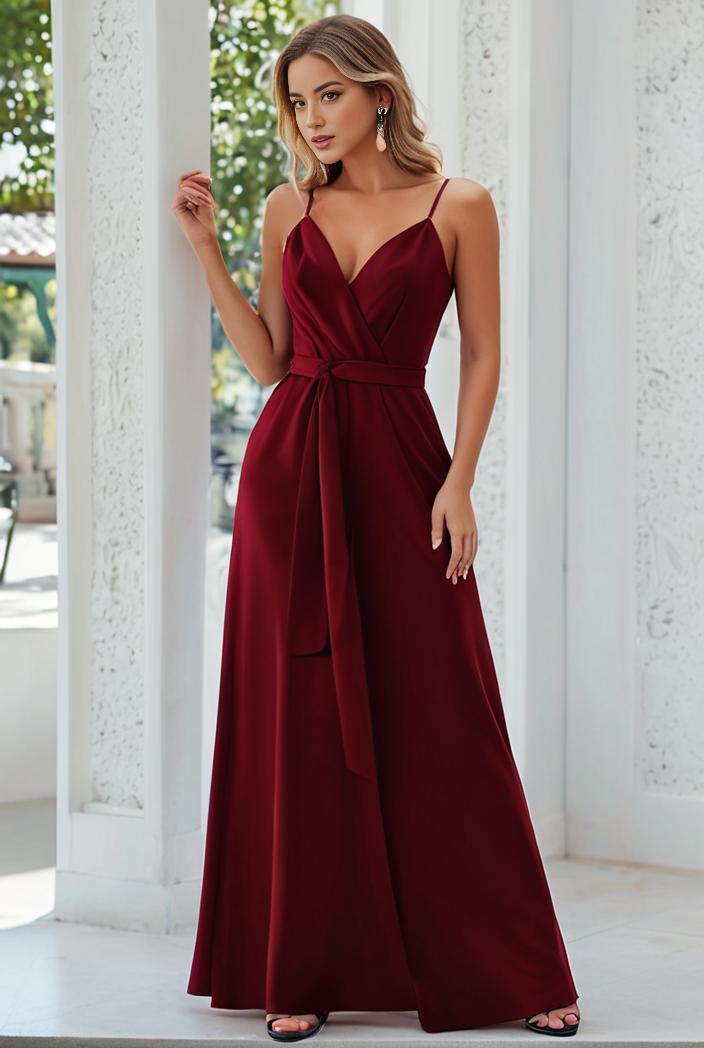convertible chiffon lace open back spaghetti straps bridesmaid dress 141777