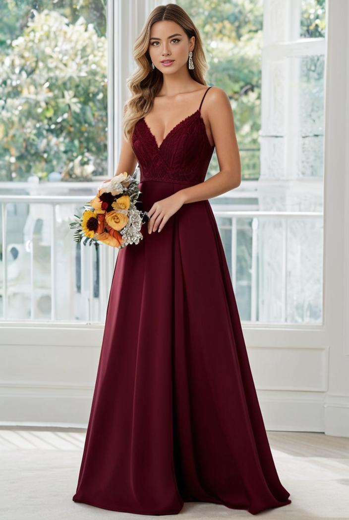 convertible chiffon lace open back spaghetti straps bridesmaid dress 141786