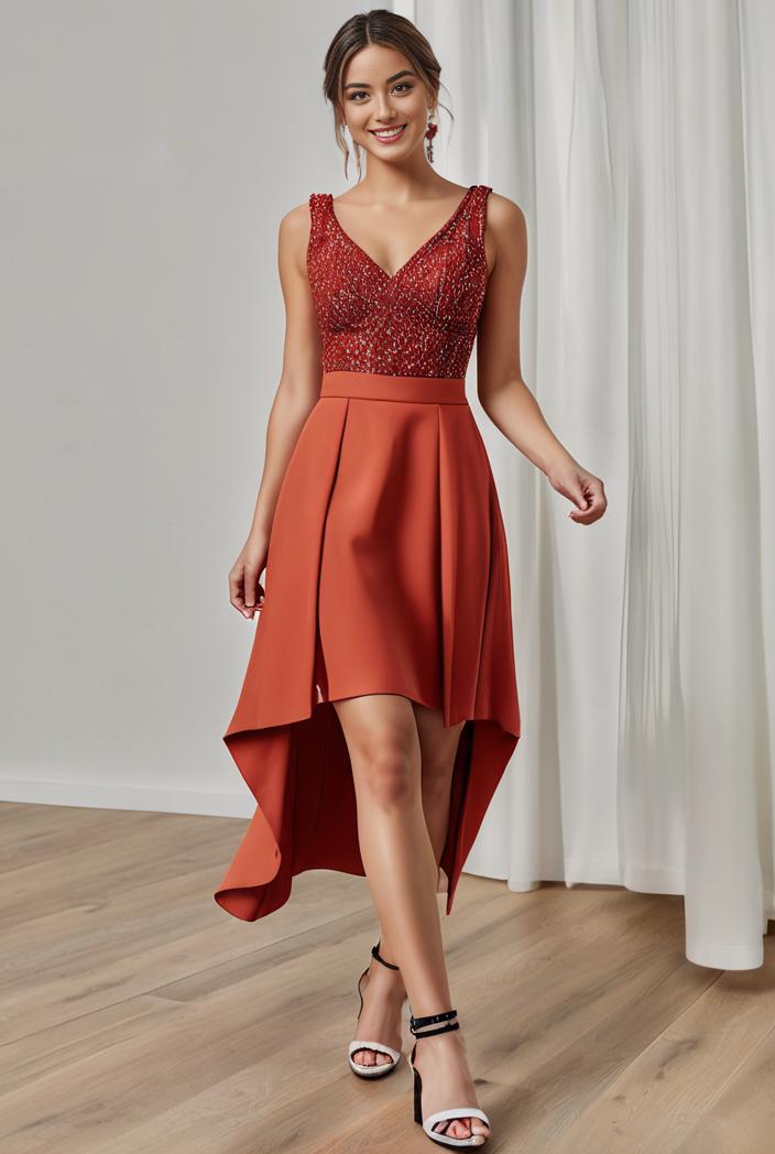 deep v neck lace chiffon bridesmaid dress with asymmetrical hem 143312