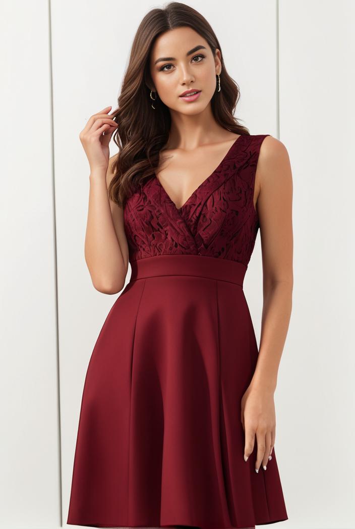 deep v neck lace chiffon bridesmaid dress with asymmetrical hem 143349