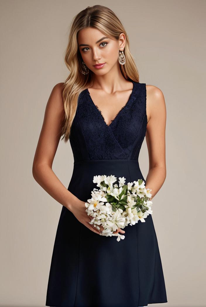 deep v neck lace chiffon bridesmaid dress with asymmetrical hem 143353