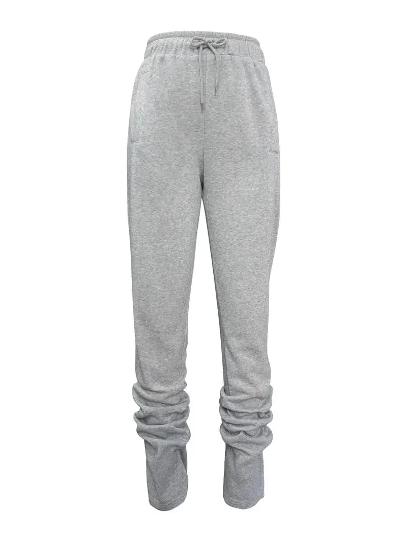Long Drawstring Pants with Dual Pockets for Women's Fall & Winter Wear