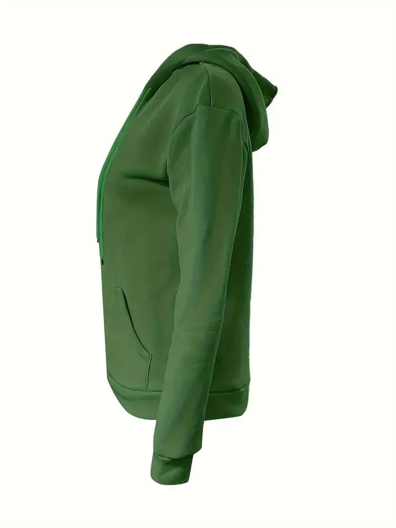 Women's Sweatshirt with Long Sleeve Drawstring Hood and Front Kangaroo Pocket