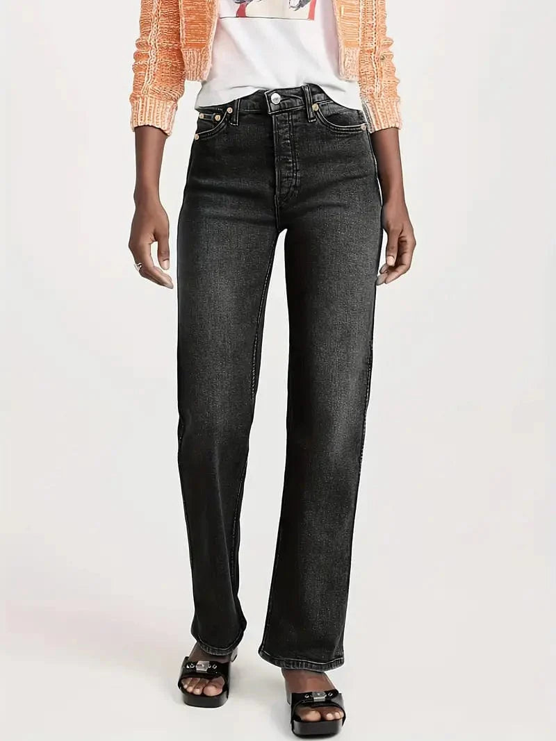 Mid-Stretch Loose Fit Women's Denim Pants