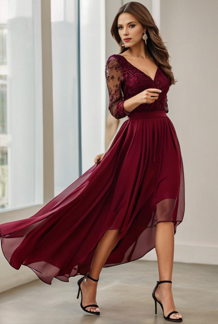 3 4 sleeve sheer sequin stripe high low hem evening dress 115879