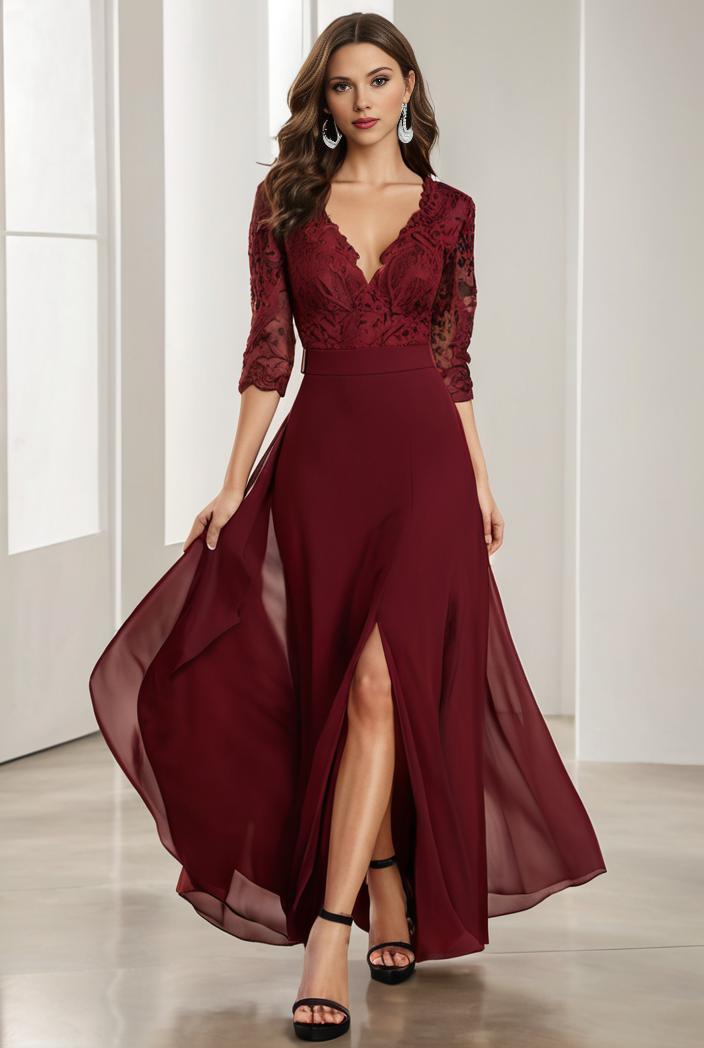 3 4 sleeve sheer sequin stripe high low hem evening dress 115925