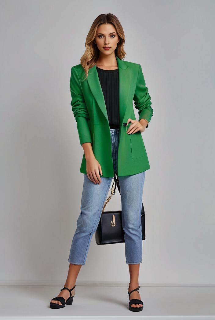 office work lapel stylish button front blazer 132526