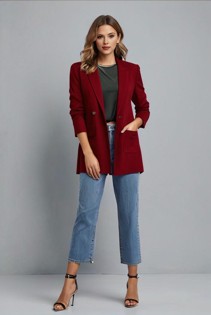 office work lapel stylish button front blazer 132547