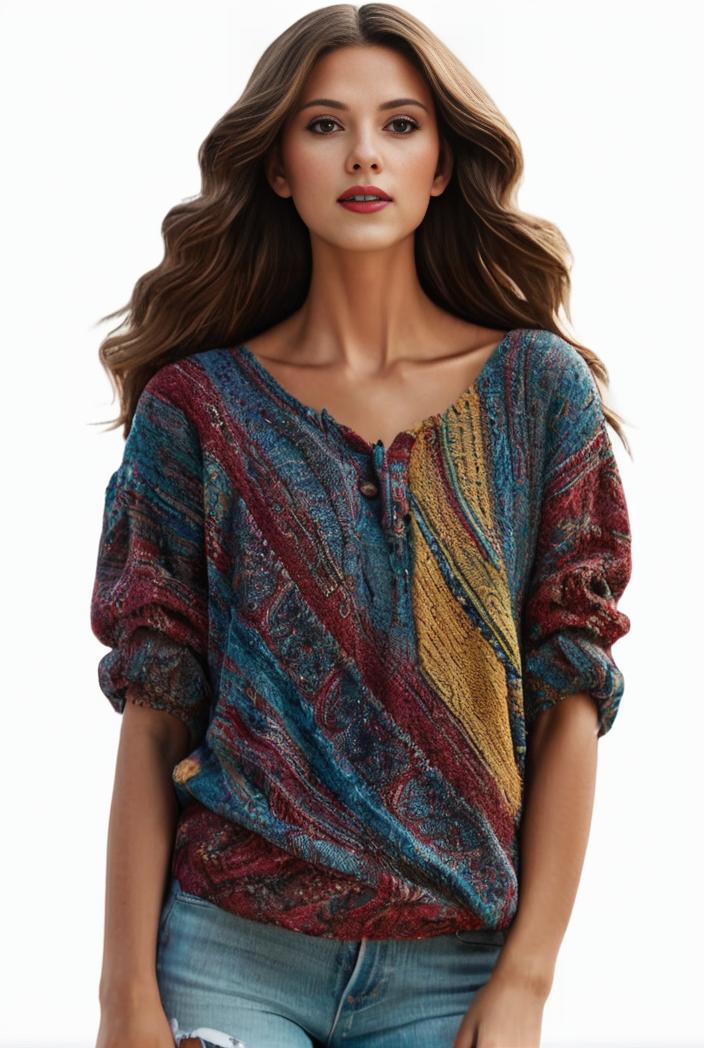 plus size boho top women s plus allover paisley print half sleeve v neck slight stretch top 134795