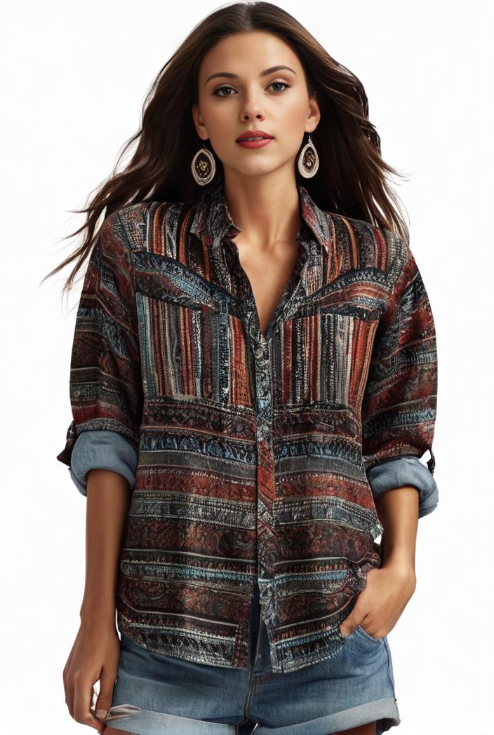 plus size boho top women s plus allover paisley print half sleeve v neck slight stretch top 134797