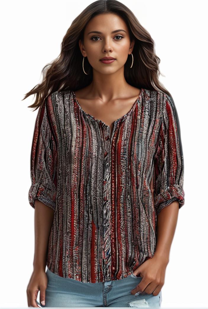 plus size boho top women s plus allover paisley print half sleeve v neck slight stretch top 134798