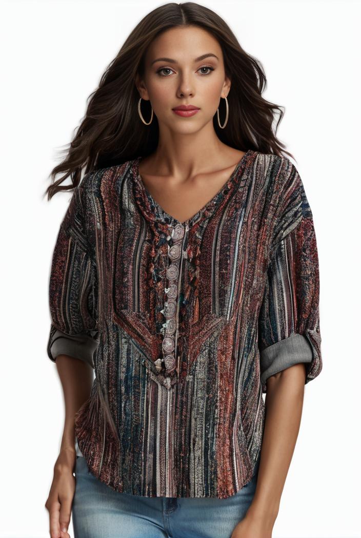 plus size boho top women s plus allover paisley print half sleeve v neck slight stretch top 134802