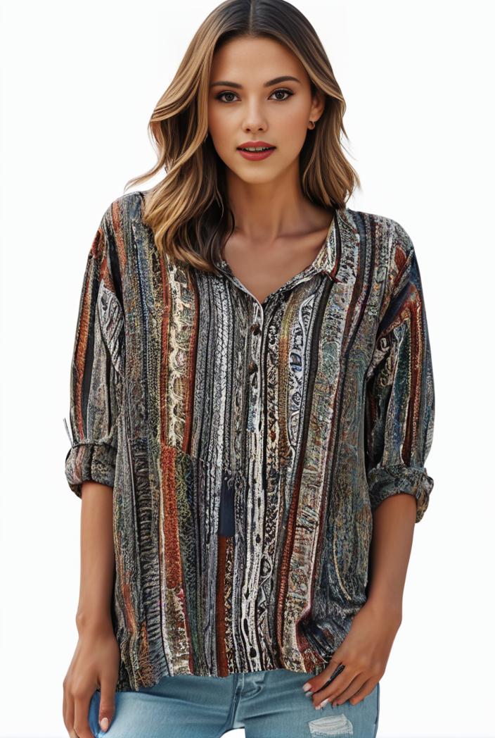 plus size boho top women s plus allover paisley print half sleeve v neck slight stretch top 134808