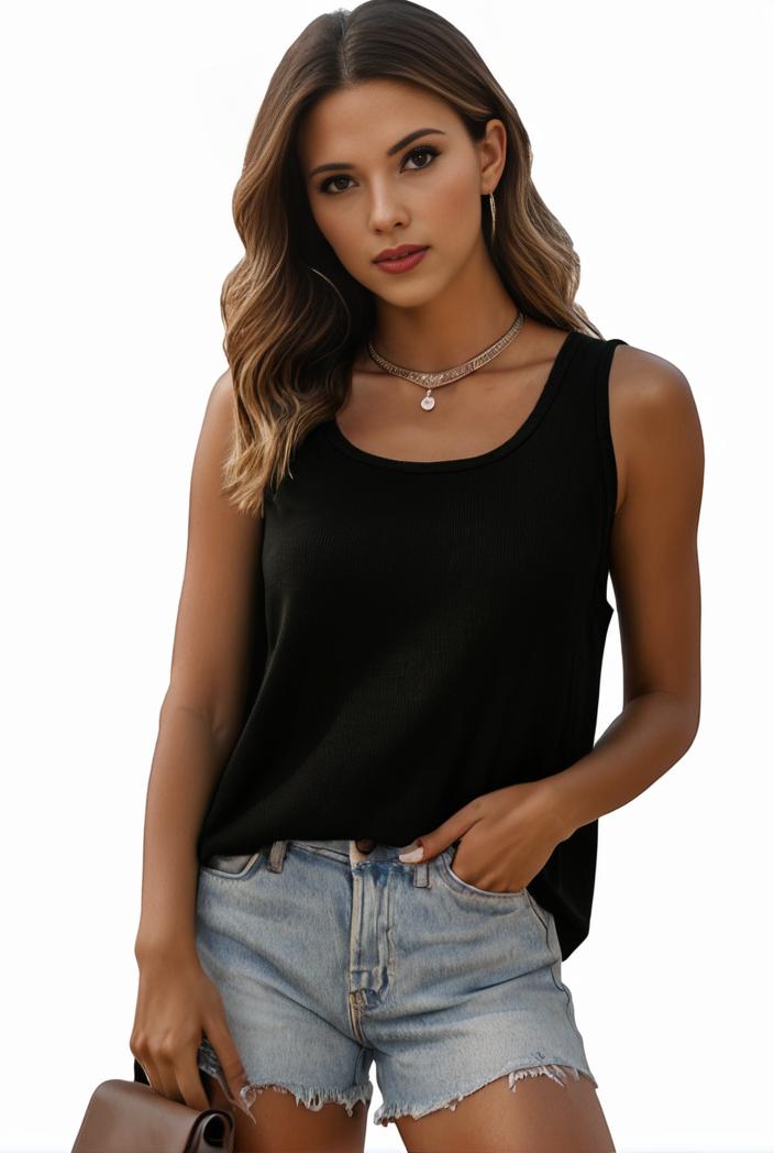 plus size casual tank top women s plus solid square neck pleated medium stretch tank top 135525