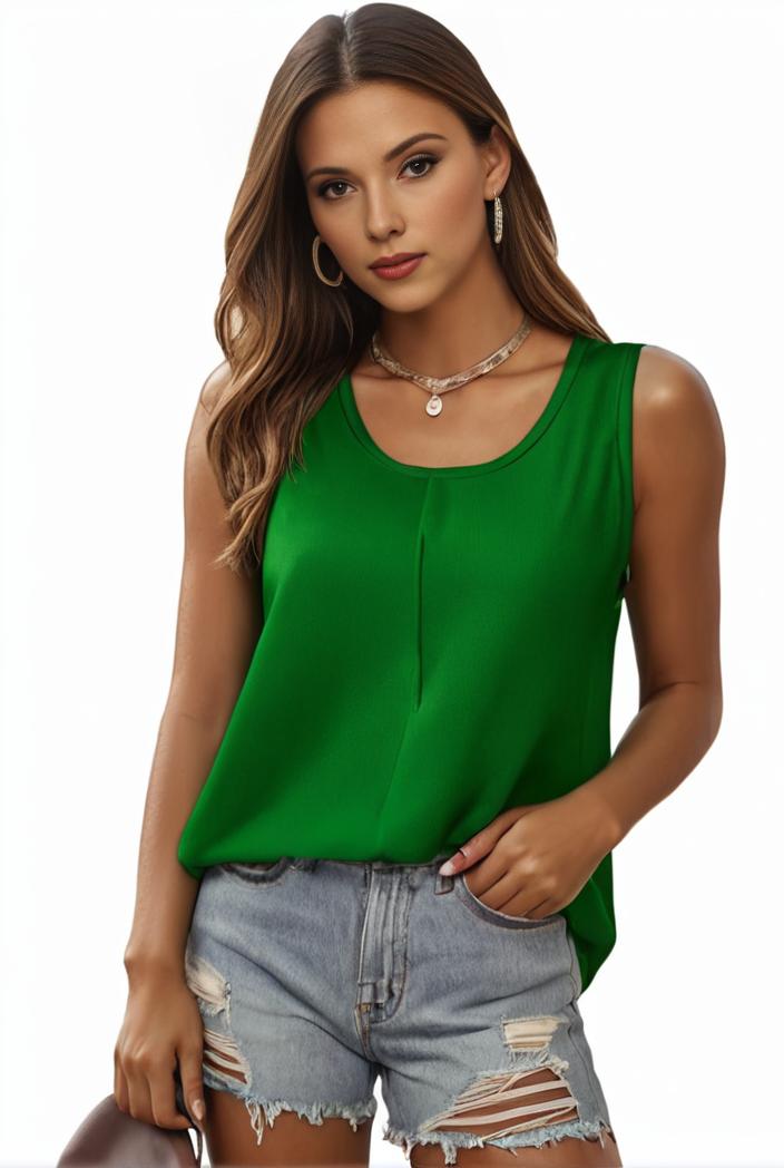 plus size casual tank top women s plus solid square neck pleated medium stretch tank top 135544