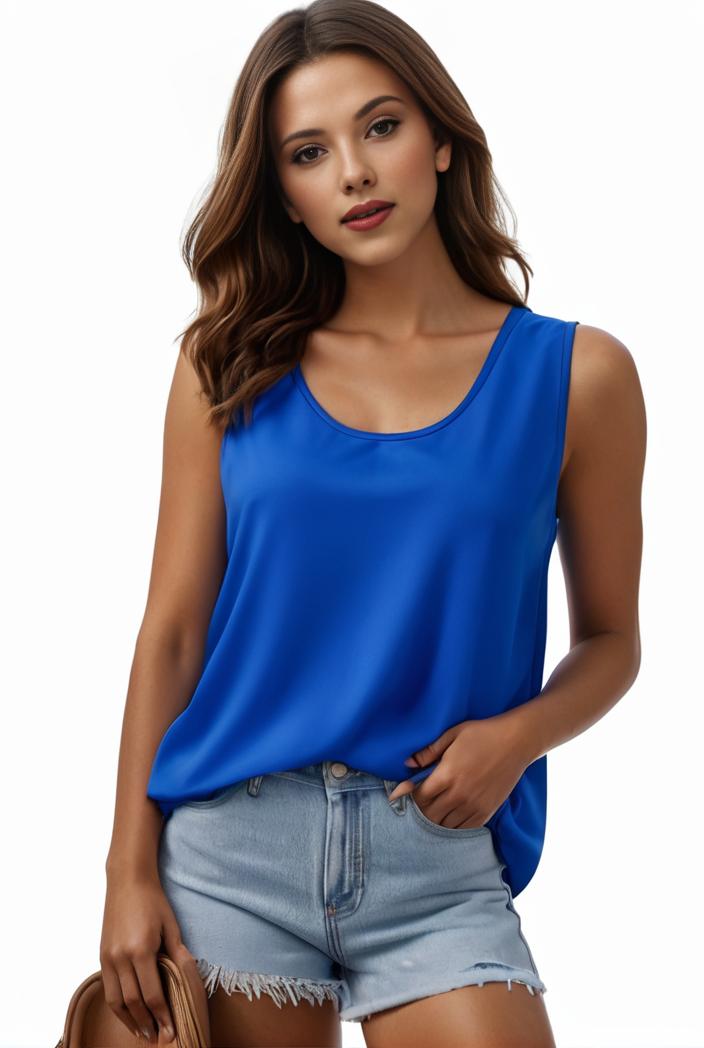 plus size casual tank top women s plus solid square neck pleated medium stretch tank top 135546