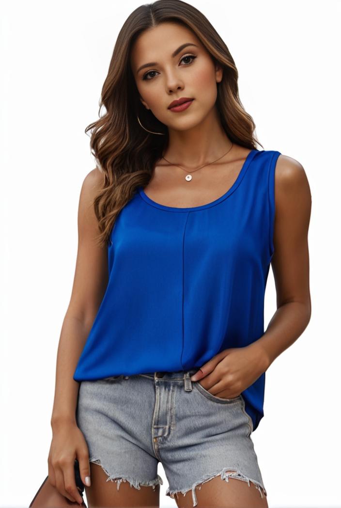 plus size casual tank top women s plus solid square neck pleated medium stretch tank top 135550