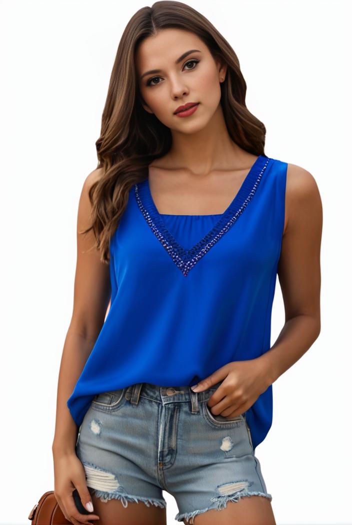 plus size casual tank top women s plus solid square neck pleated medium stretch tank top 135551