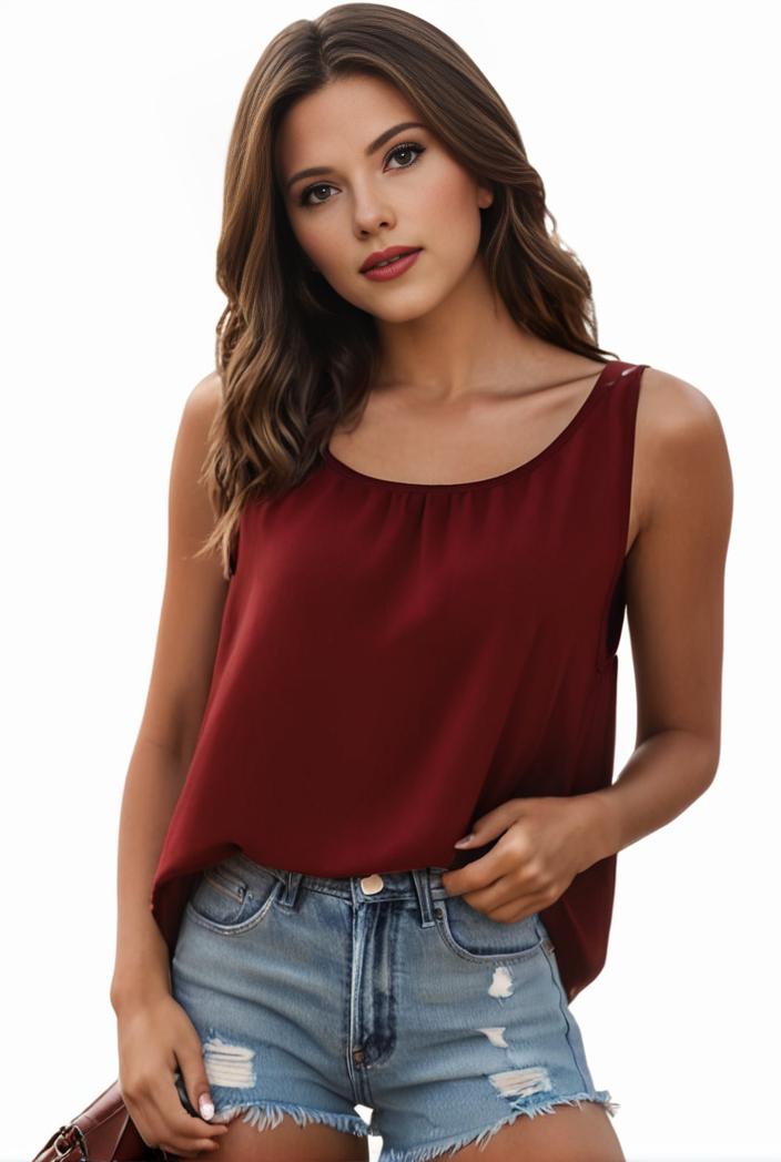 plus size casual tank top women s plus solid square neck pleated medium stretch tank top 135557
