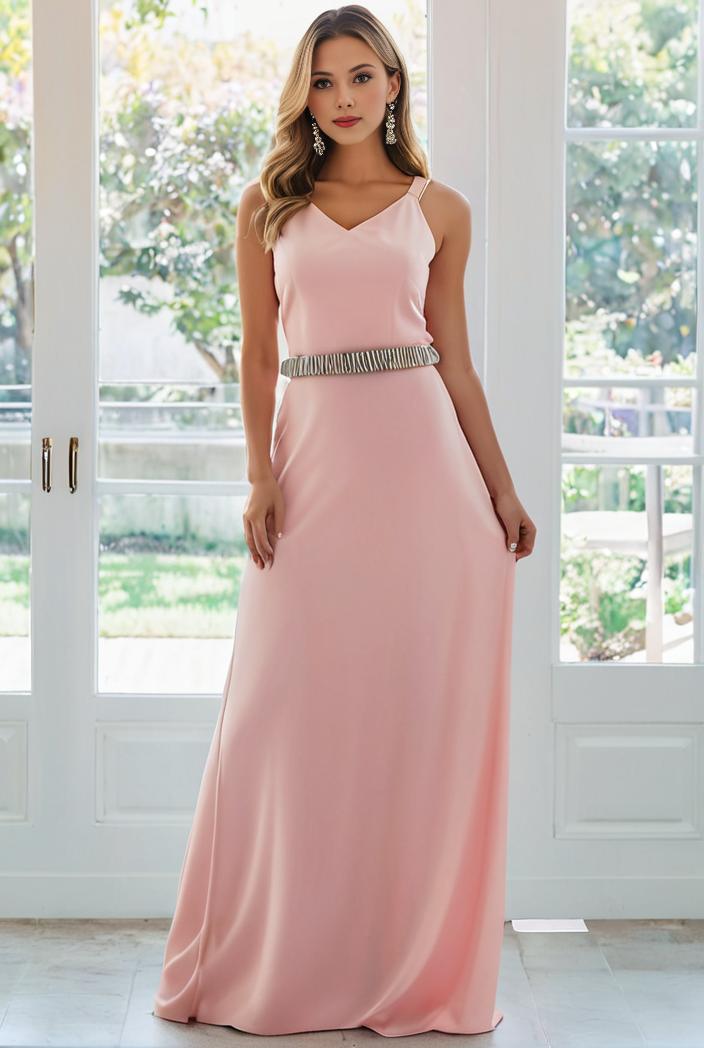 flowy chiffon one shoulder with three straps bridesmaid dress 122066
