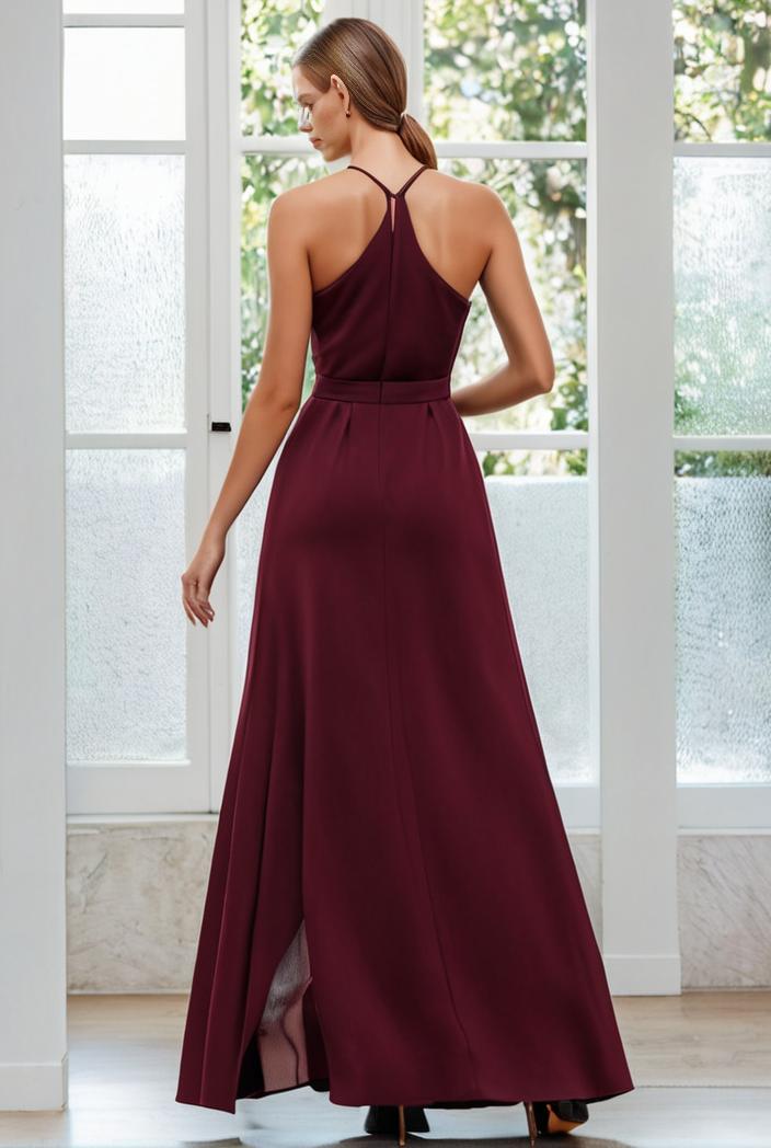 flowy chiffon one shoulder with three straps bridesmaid dress 122086