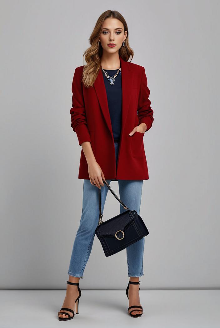 office work lapel stylish button front blazer 126123