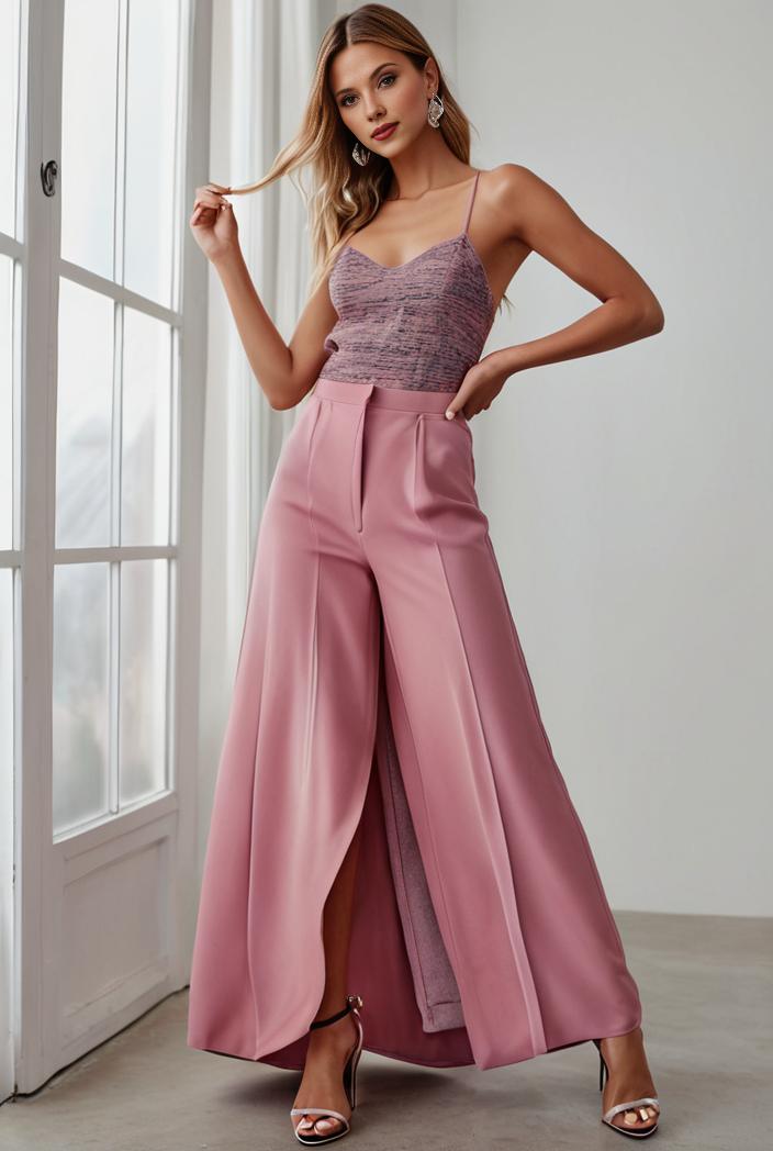 pleated v neck spaghetti strap high slit bridesmaid dress 128134