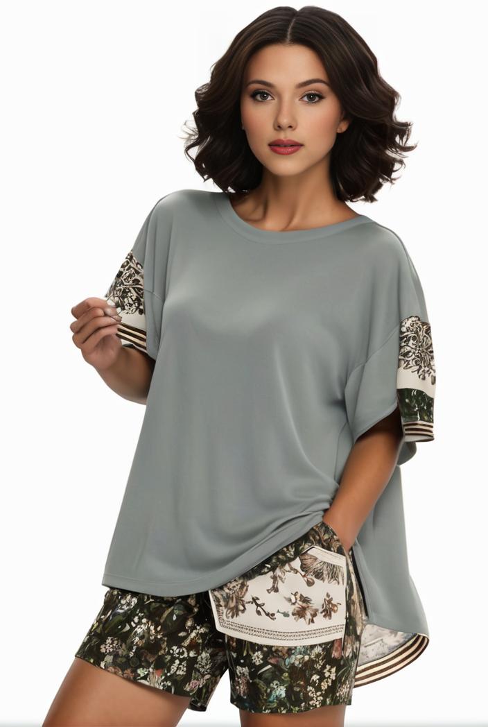 plus size casual pajama two piece set women s plus leopard heart print short sleeve tee shorts pajama 2 piece set 128680