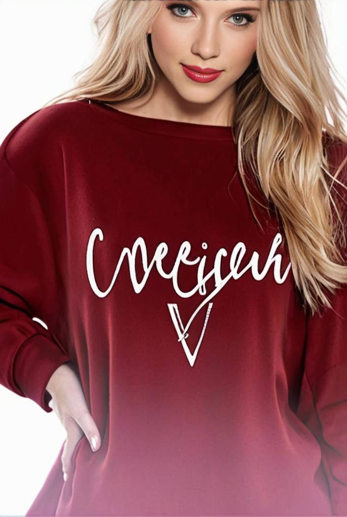 plus size casual sweatshirt women s plus ombre letter heart print raglan sleeve round neck slight stretch pullover sweatshirt 128797