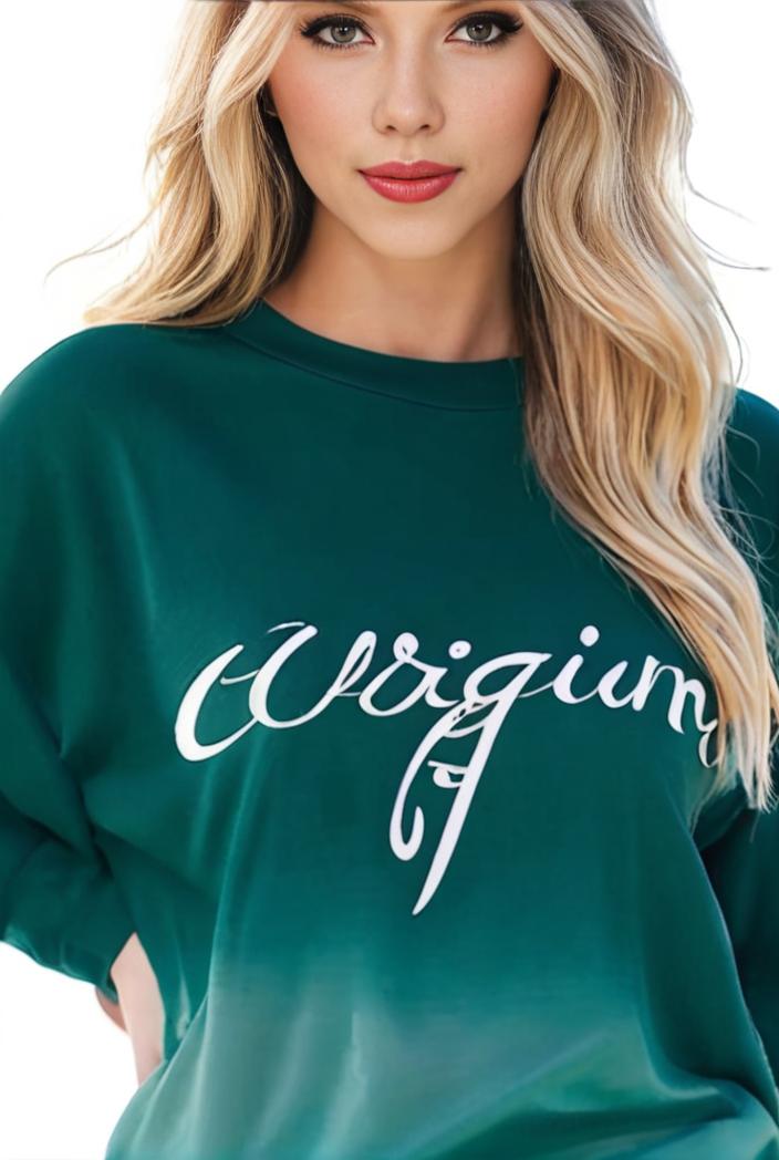 plus size casual sweatshirt women s plus ombre letter heart print raglan sleeve round neck slight stretch pullover sweatshirt 128832