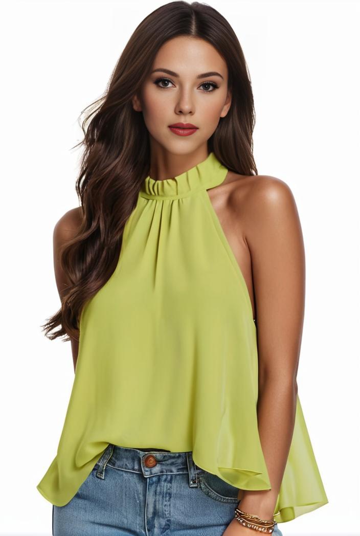 plus size elegant tank top women s plus solid halter neck tie back ruched tank top 130407