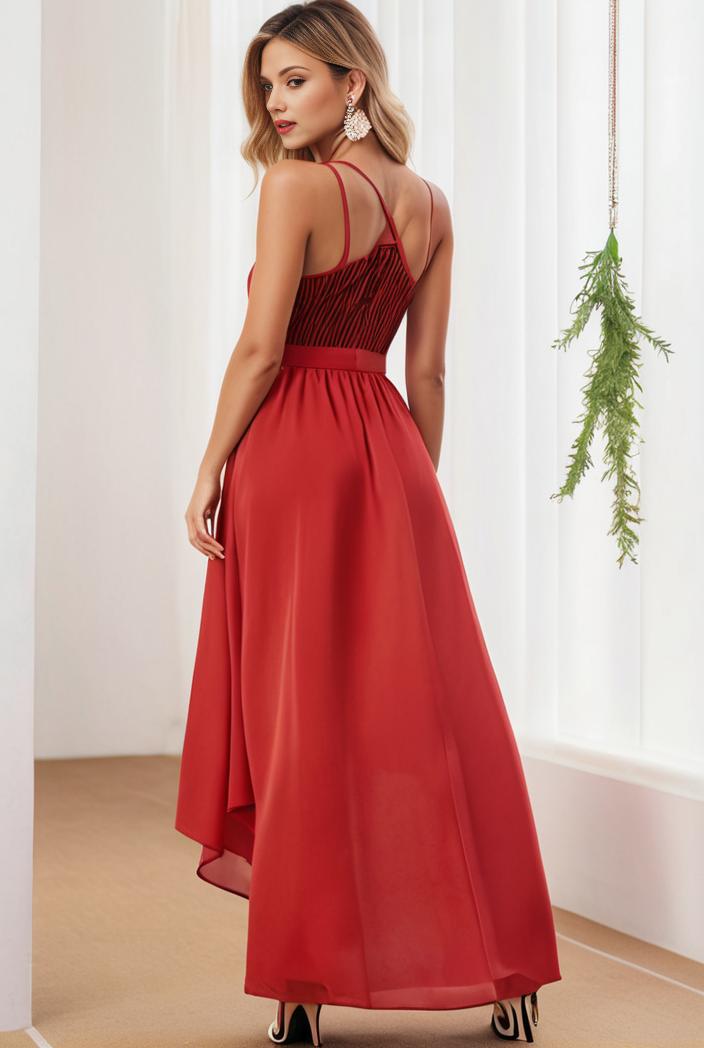 sleeveless v back tulle high low sequin appliques evening dresses 139978