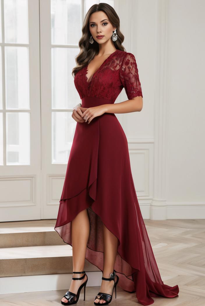 3 4 sleeve sheer sequin stripe high low hem evening dress 109972