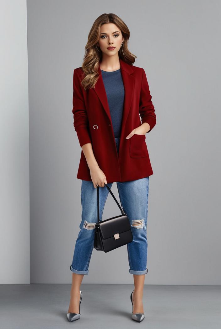 office work lapel stylish button front blazer 126654