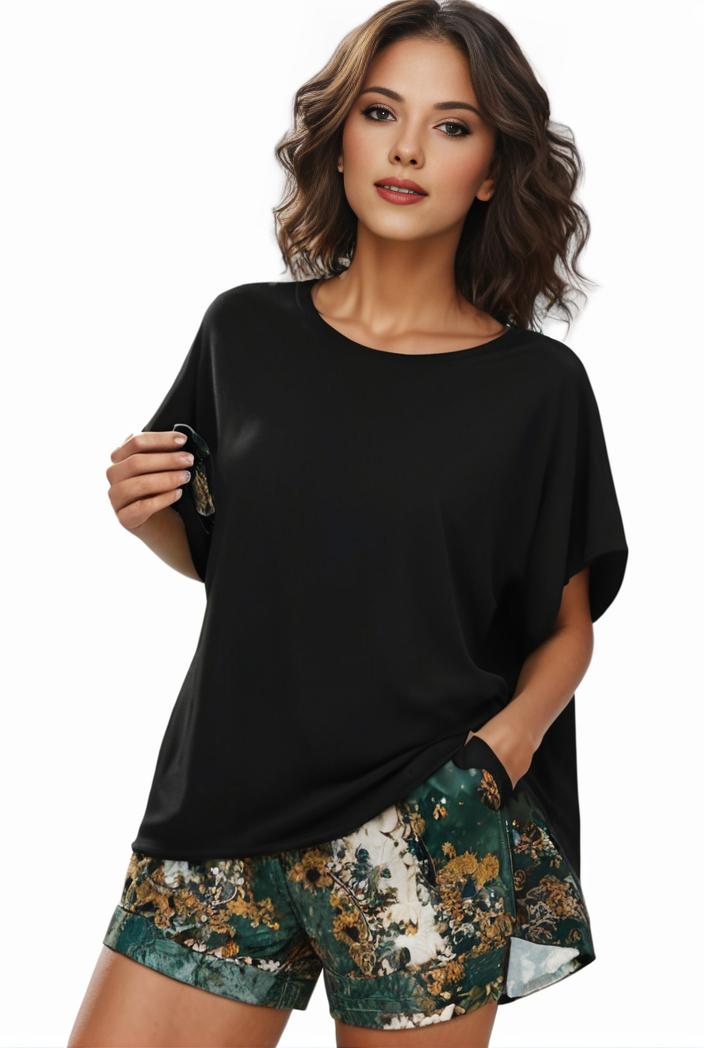 plus size casual pajama two piece set women s plus leopard heart print short sleeve tee shorts pajama 2 piece set 129149