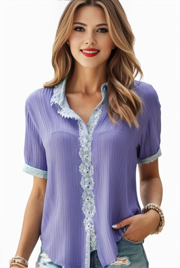 plus size elegant blouse women s plus solid contrast lace ribbed puff sleeve v neck shirt top 129902